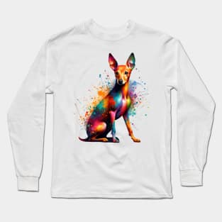 Vibrant Cirneco dell'Etna in Colorful Splash Art Long Sleeve T-Shirt